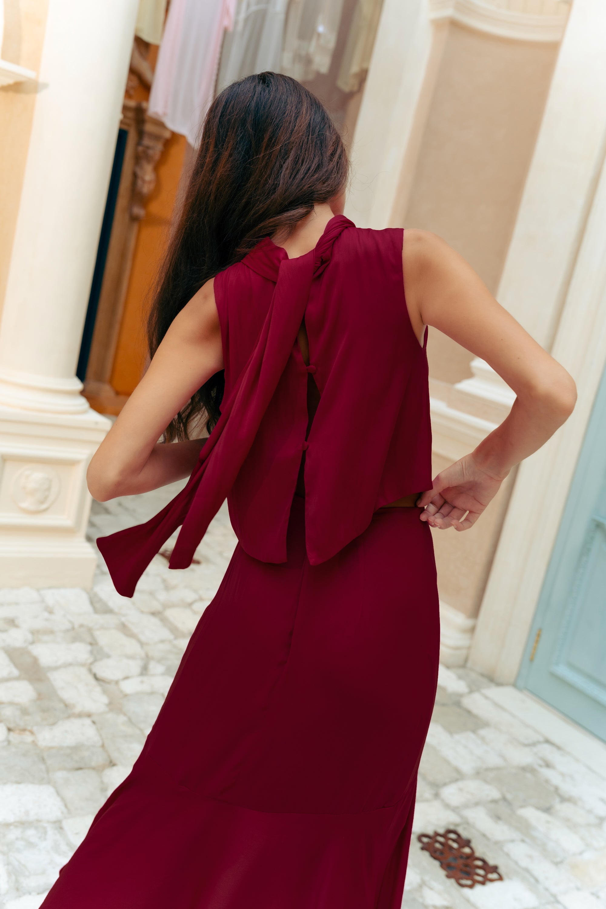 Selah Hi-Low Maxi Dress - Fuchsia / Wine (Pre-order)