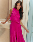 Selah Hi-Low Maxi Dress - Fuchsia / Wine (Pre-order)