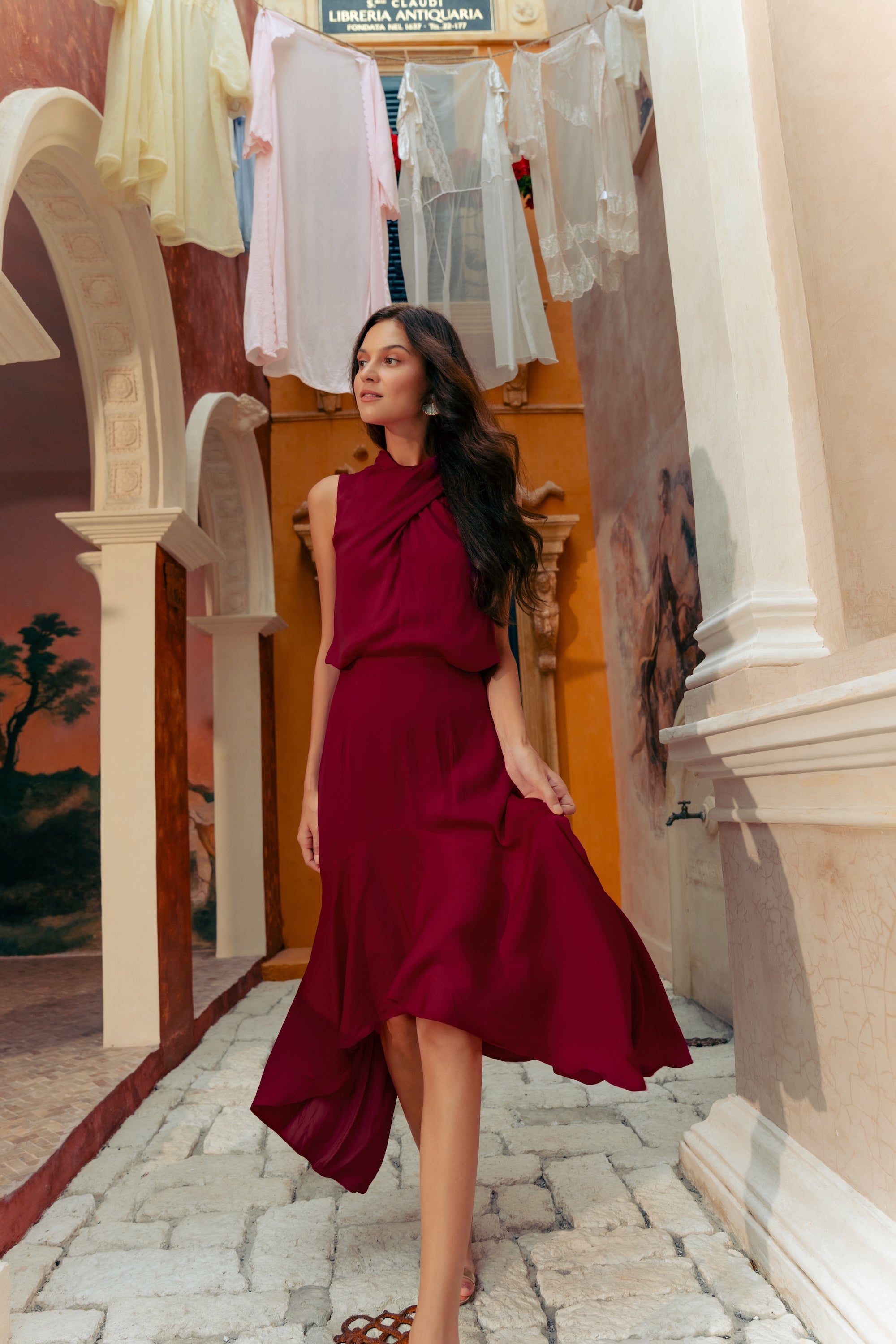 Selah Hi-Low Maxi Dress - Fuchsia / Wine (Pre-order)