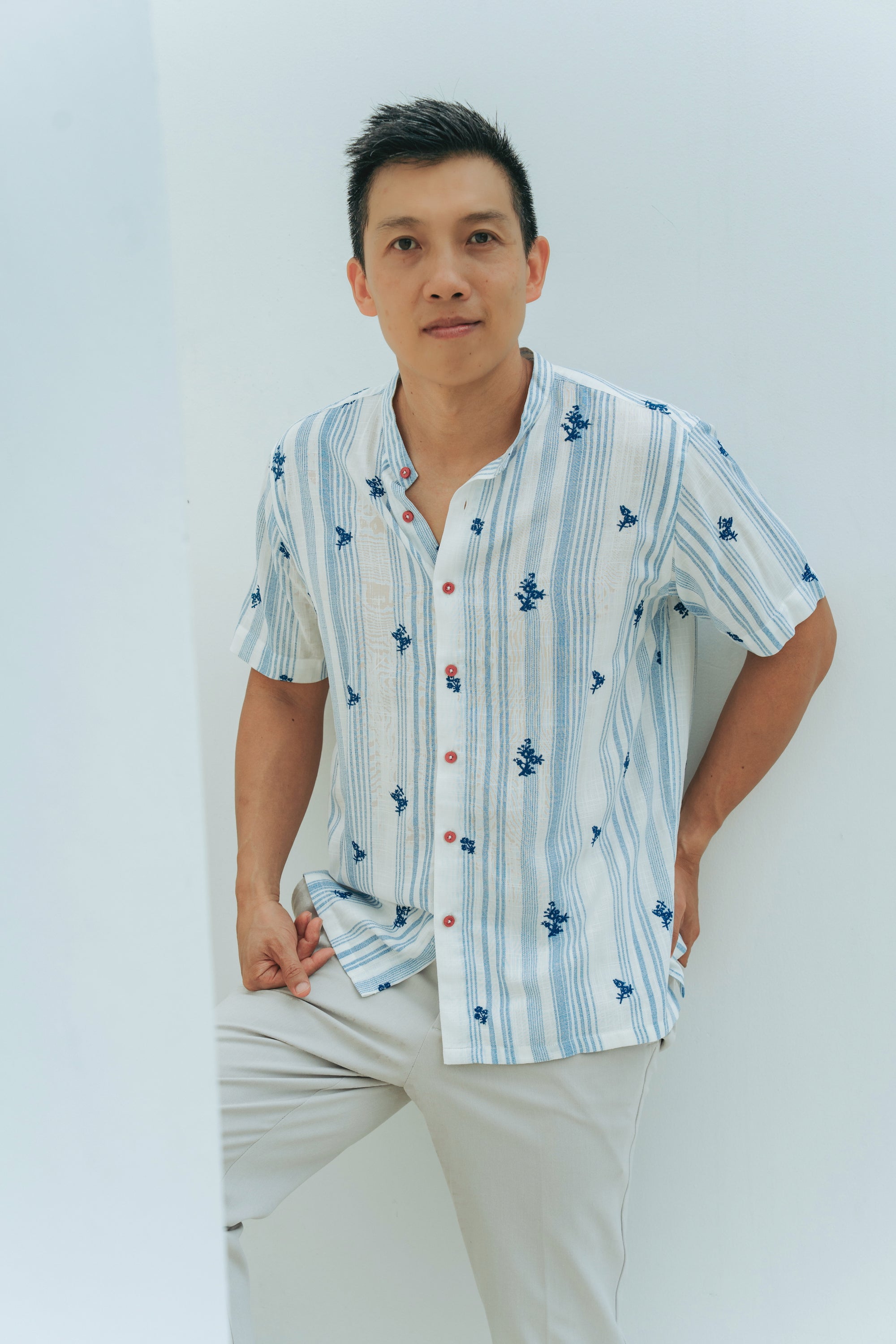 Striped Bloom Men's Shirt