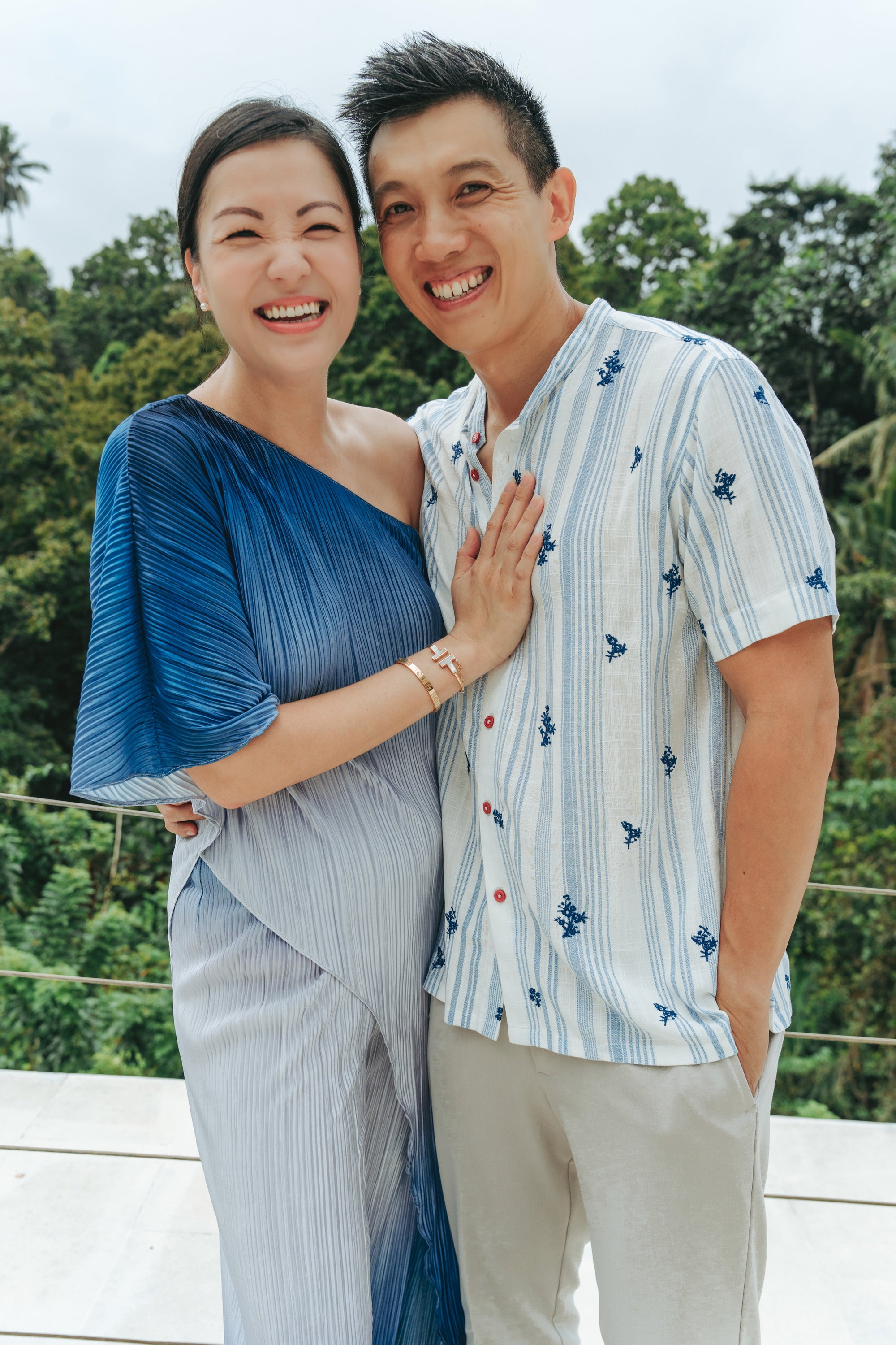 Luna Toga Pants Set - Ombre Blue