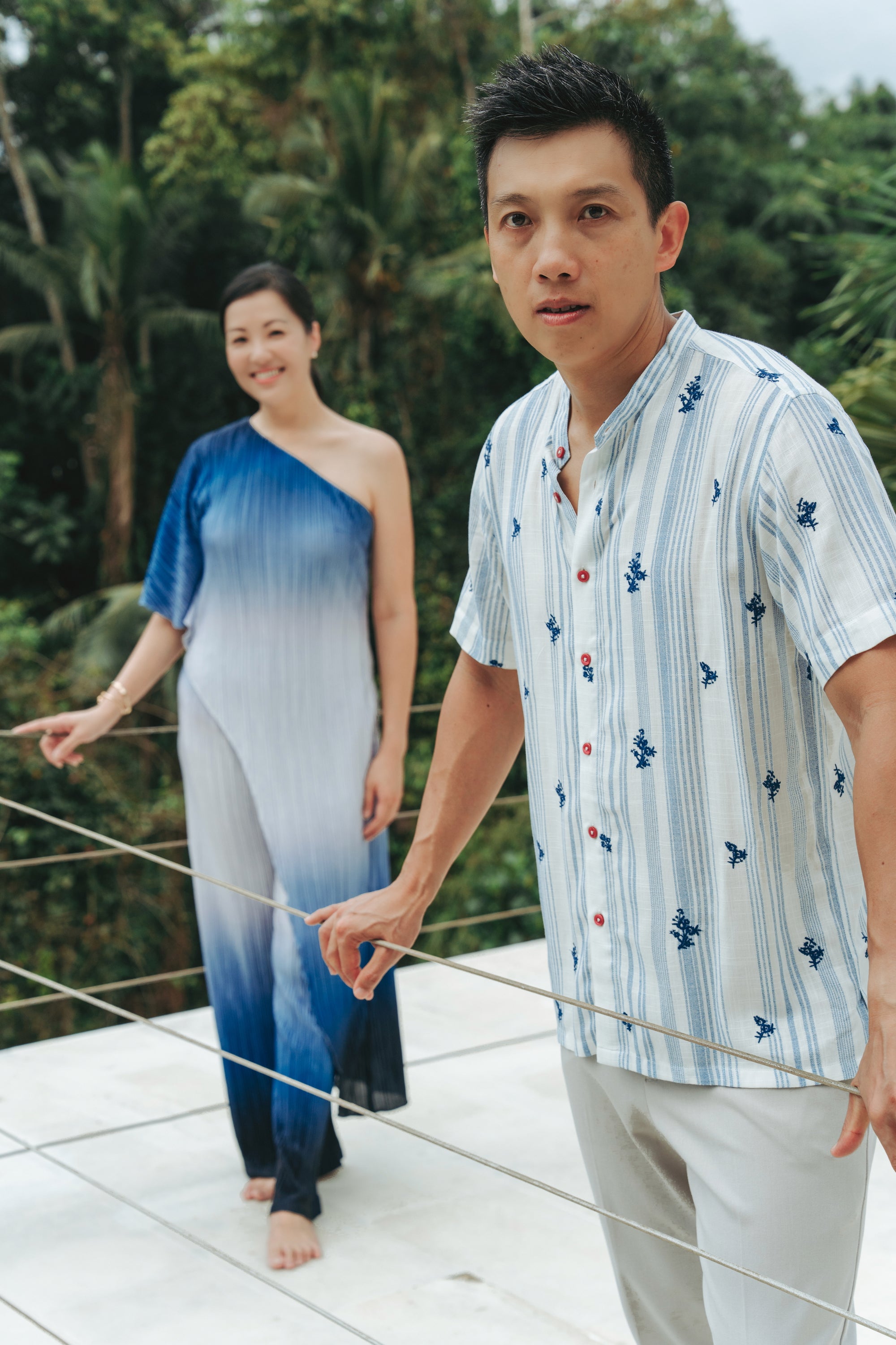 Striped Bloom Men's Shirt