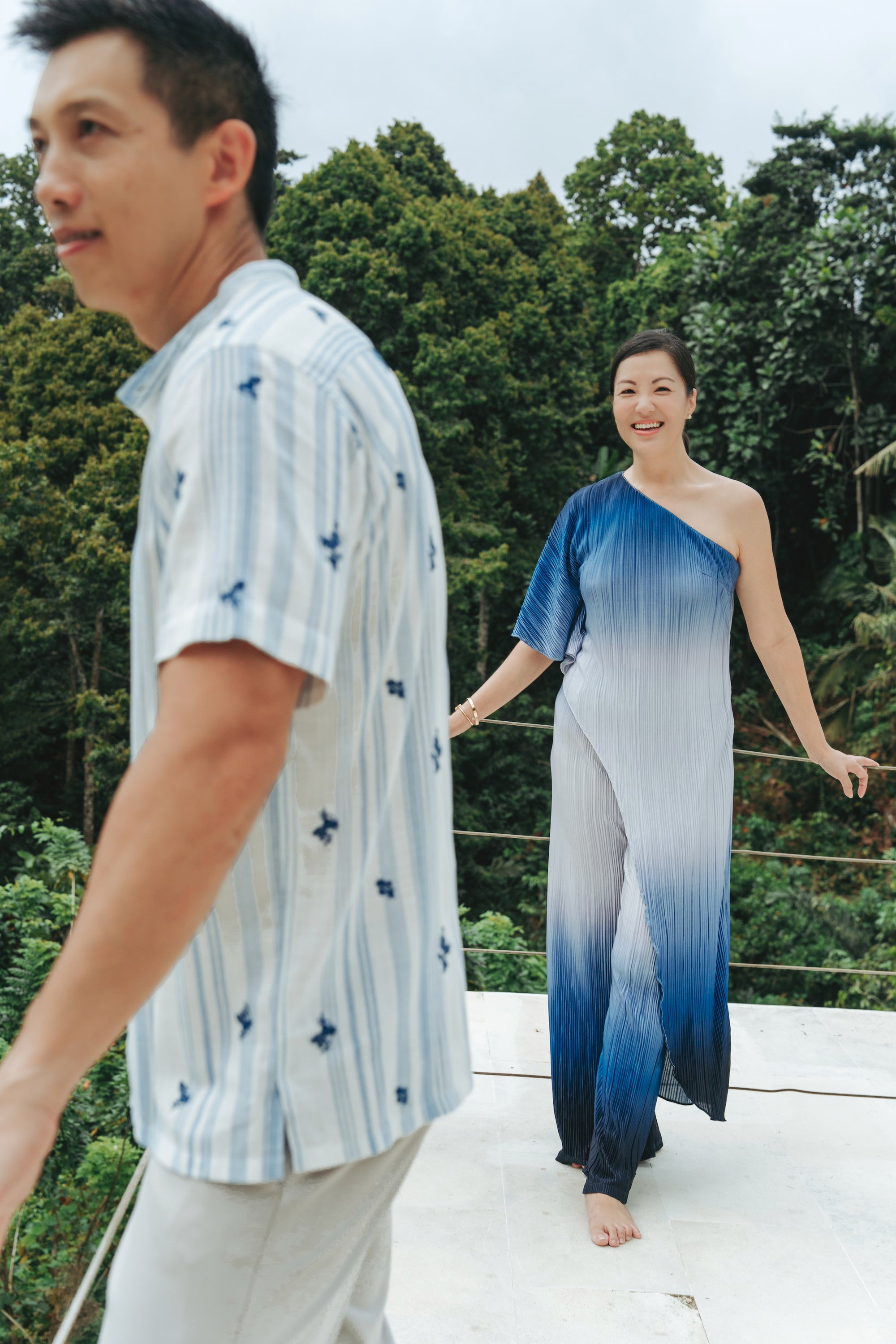 Luna Toga Pants Set - Ombre Blue