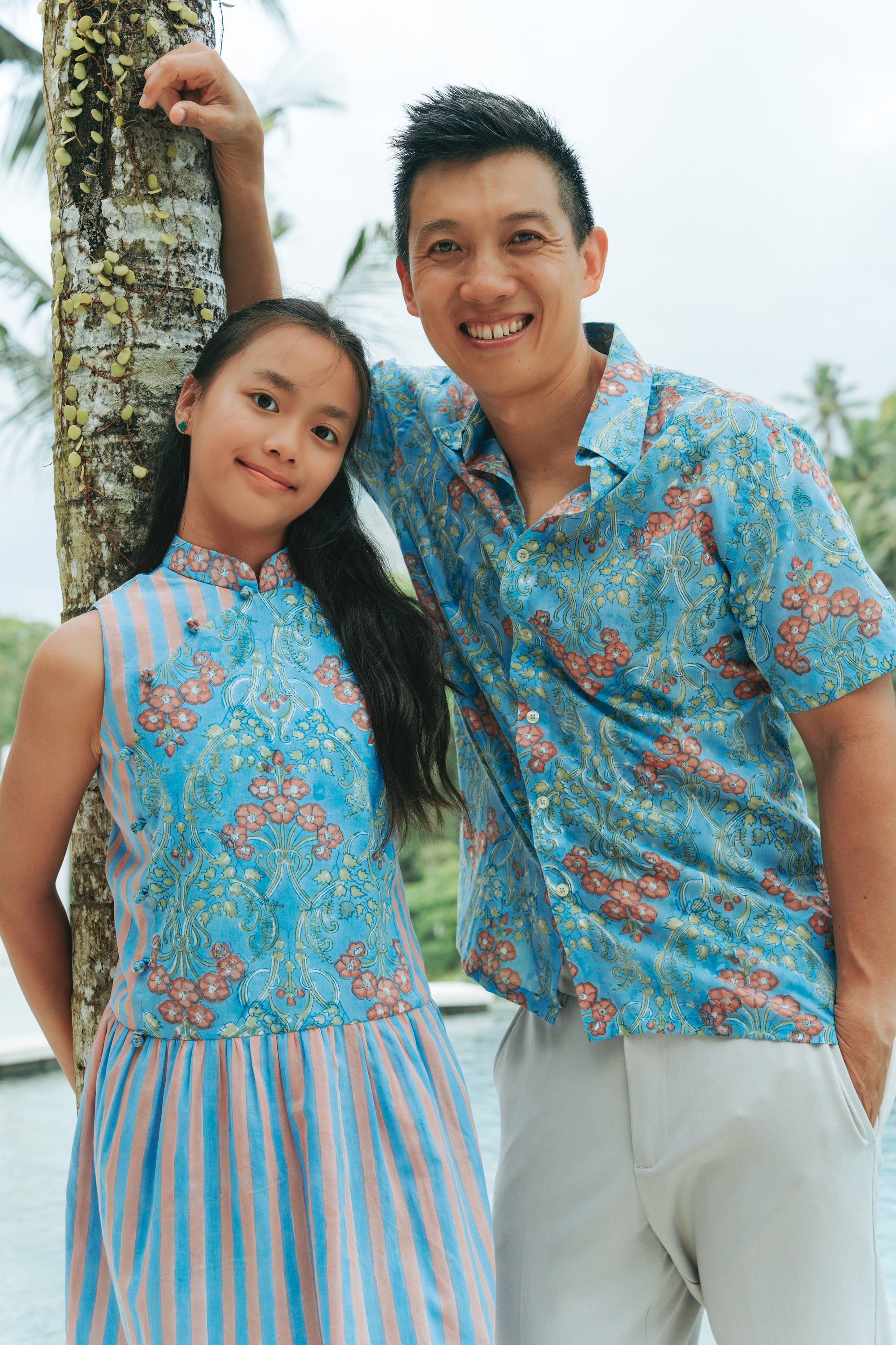 Lil' Tuileries Cheongsam - Navy Tulips / French Florals