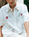 TMP x MarchMay Linen Shirt- Cross Stitch Bloom (BACKORDER)