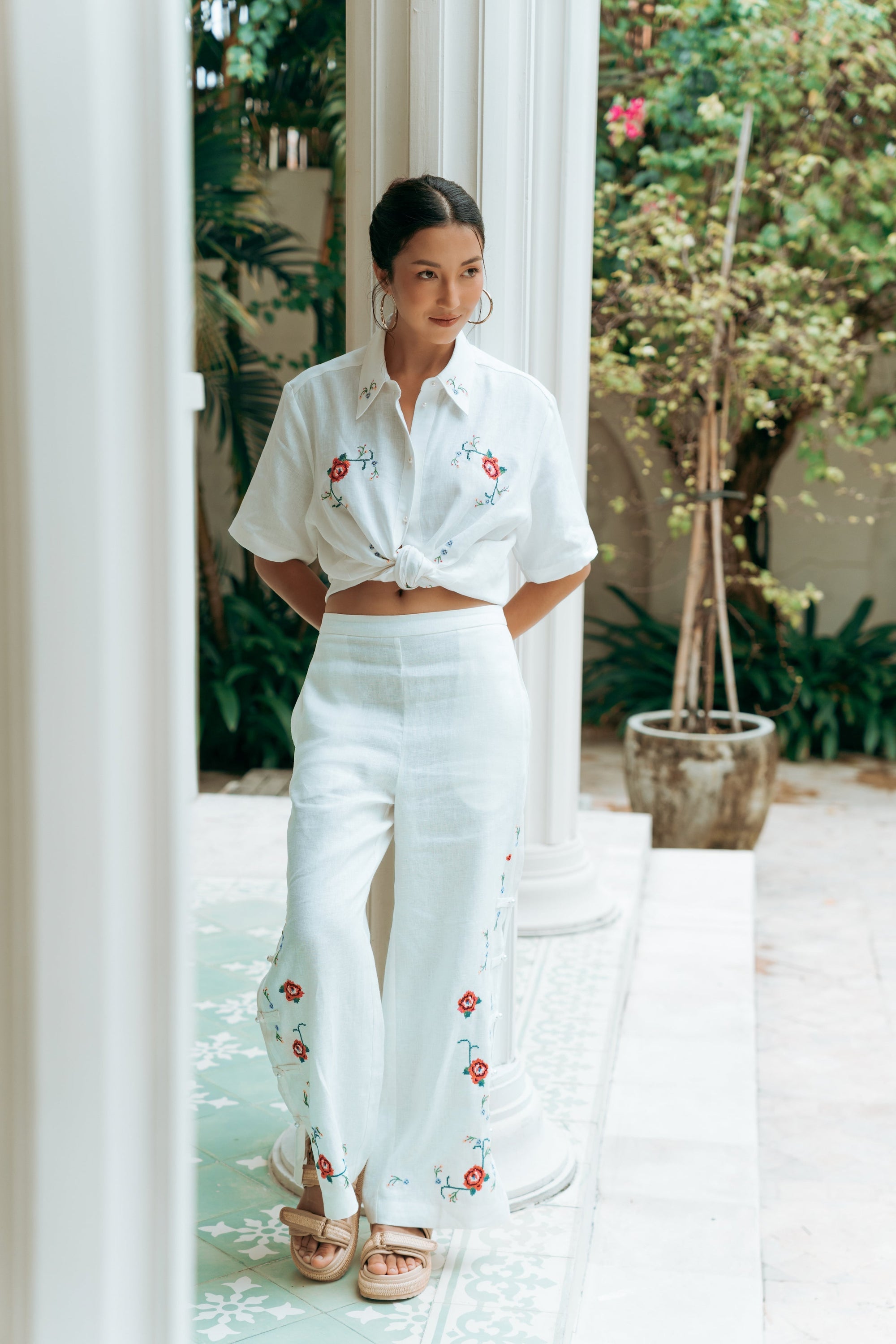 TMP x MarchMay Linen Pants - Cross Stitch Bloom (Pre-order)
