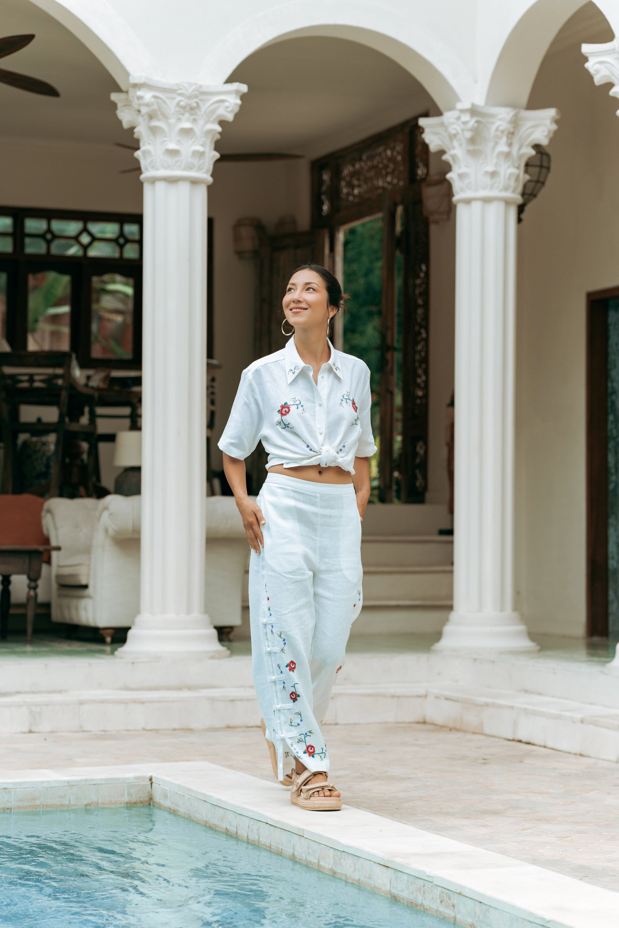 TMP x MarchMay Linen Pants - Cross Stitch Bloom (Pre-order)
