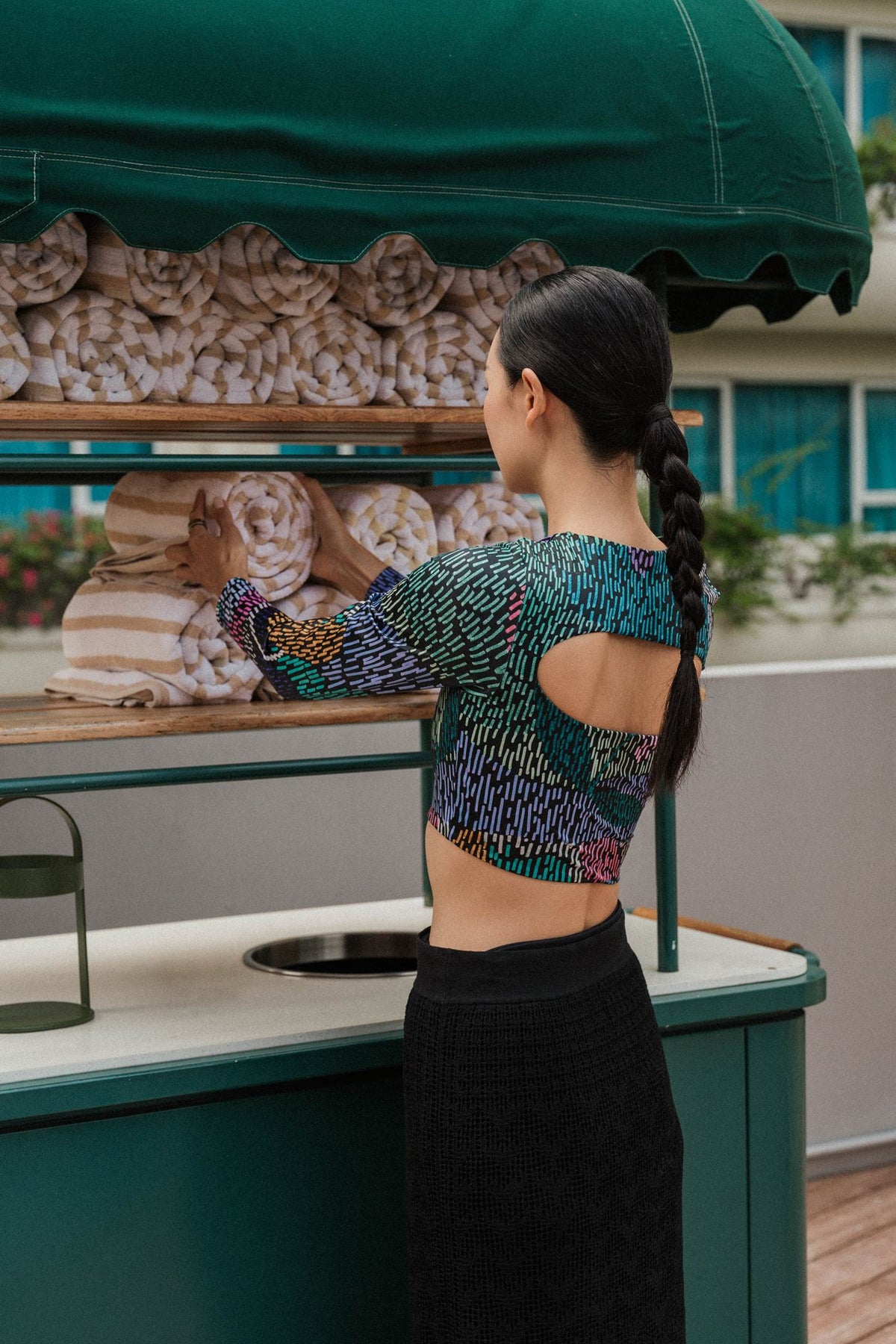 Make Wave Swim Top - Abstract Botanical / Black