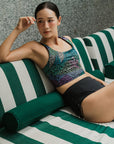 24/7 Swim Top - Abstract Botanical / Black