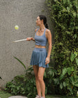 Off Court Sports Bra - Black / Dusty Blue