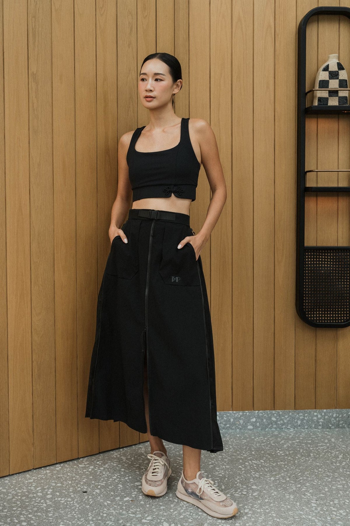 Switch Up Convertible Skirt - Black / Beige
