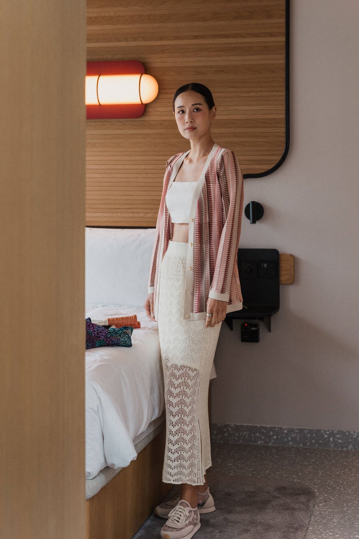 Coastline Crotchet Skirt - Cream / Black / Plum