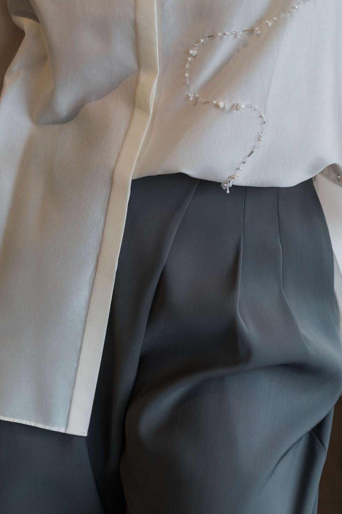 Origami Tailored Pants - Beige / Olive