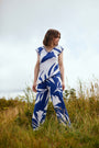 TMP Knits Reversible Two-Piece Pants Set - Blue & White