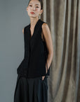 Hikari Beaded Vest - Black / White PREORDER