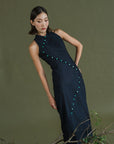 Tsuki Cheongsam Skirt - Dark / Light Chambray BACKORDER