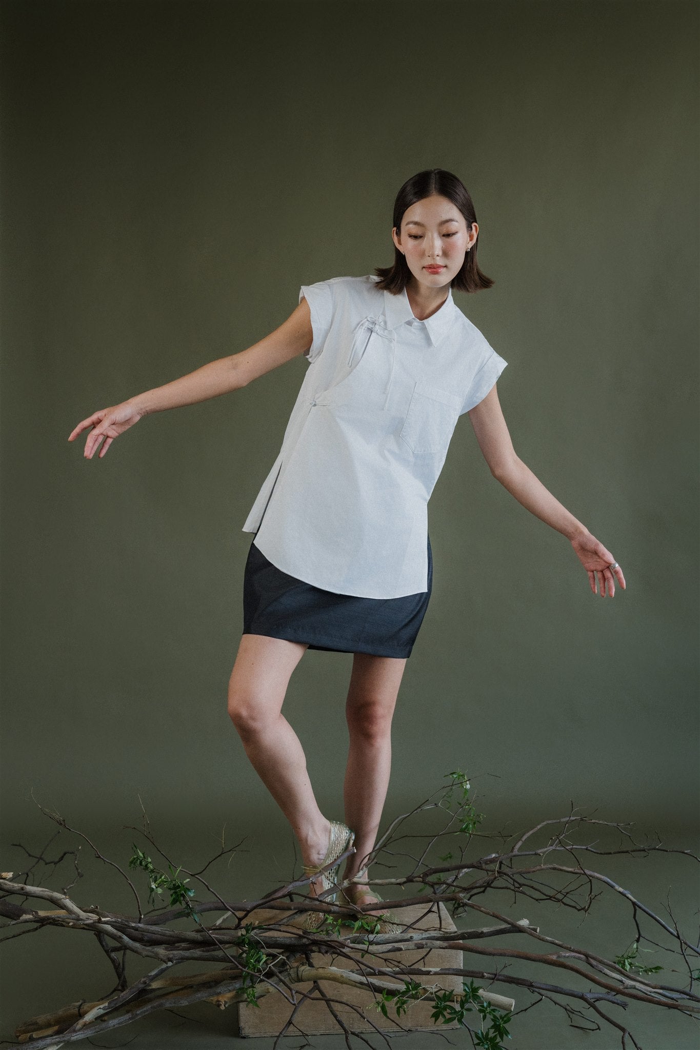 Mei Samfu Shirt - Stripes / White