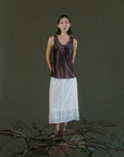 Mieko Beaded Satin Tank Top- Black / Ivory / Coffee Brown