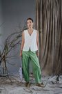 Yuki Barrel Pants - Navy / Green BACKORDER