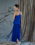 Katsumi Tassel Halter Top - Cobalt / White / Black