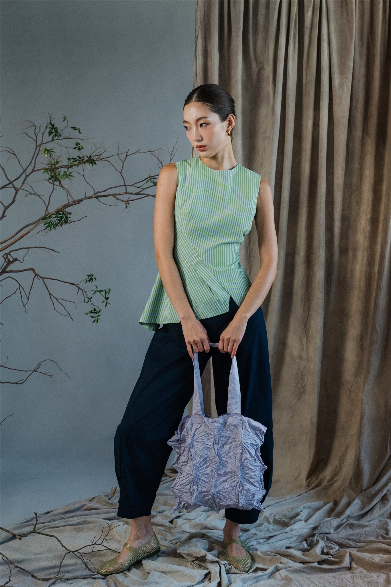 Gara Asymetrical Top - Gingham / Stripes BACKORDER