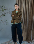 Yuki Barrel Pants - Navy / Green BACKORDER