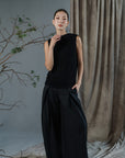 Kumi Low Back Jersey Top - Black / White
