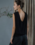Kumi Low Back Jersey Top - Black / White