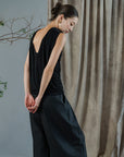 Kumi Low Back Jersey Top - Black / White