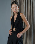 Bi Silk Beaded Vest - Black / Off White