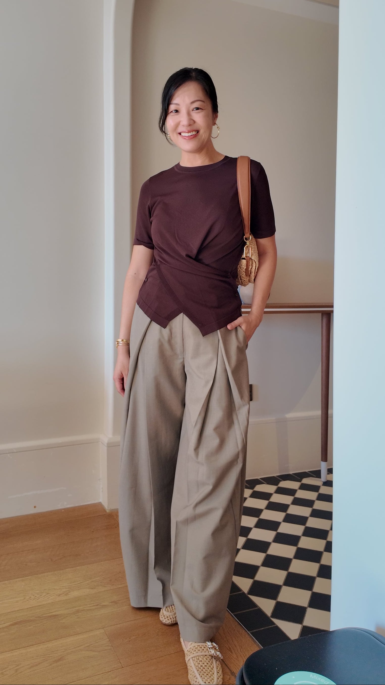 Cairnhill Cross Knit Top - Navy / Brown
