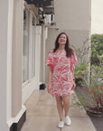 Carmela Flutter Sleeves Dress - Coral Delight