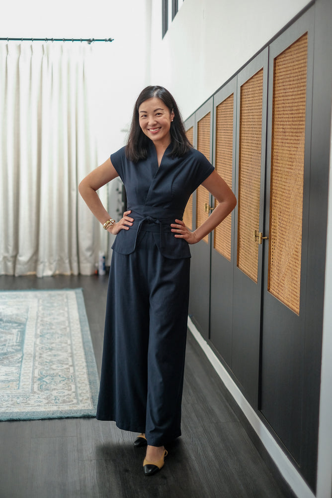 
            
                Load and play video in Gallery viewer, Maven Obi Jumpsuit - Black / Navy Pinstripes
            
        