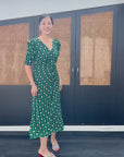 Becca Ruched Dress - Emerald Tulips