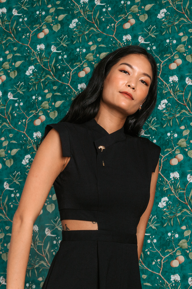 Athena Cut Out Midi Jumpsuit Black Cobalt Pre order