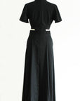 Signature Cut-Out Maxi Cheongsam with Sleeves - Black ( Pre-order )