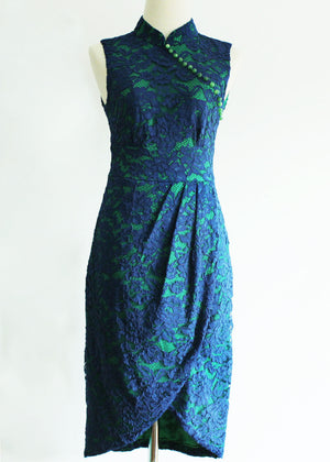 
            
                Load image into Gallery viewer, Signature Lace Cheongsam (Knee length) - Navy ( Pre-order )
            
        