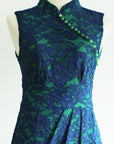 Signature Lace Cheongsam (Knee length) - Navy ( Pre-order )