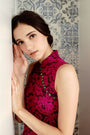 Signature Lace Cheongsam (Knee Length)  - Fuchsia ( Pre-order )