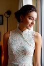 Signature Lace Cheongsam (Knee Length) - Peach ( Pre-order )