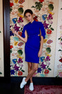Cape Cut-Out Fitted Cheongsam - Cobalt (Pre-order)