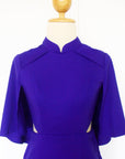Cape Cut-Out Fitted Cheongsam - Cobalt (Pre-order)