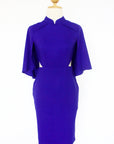 Cape Cut-Out Fitted Cheongsam - Cobalt (Pre-order)