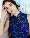 Signature Lace Cheongsam (Knee length) - Navy ( Pre-order )