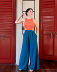 Jem Racer Bi-Colour Cut-Out Maxi Jumpsuit - Orange/Fall Blue (Pre-order)