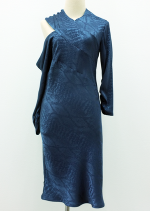 Imani Cold Shoulder Dress - Copper / Navy
