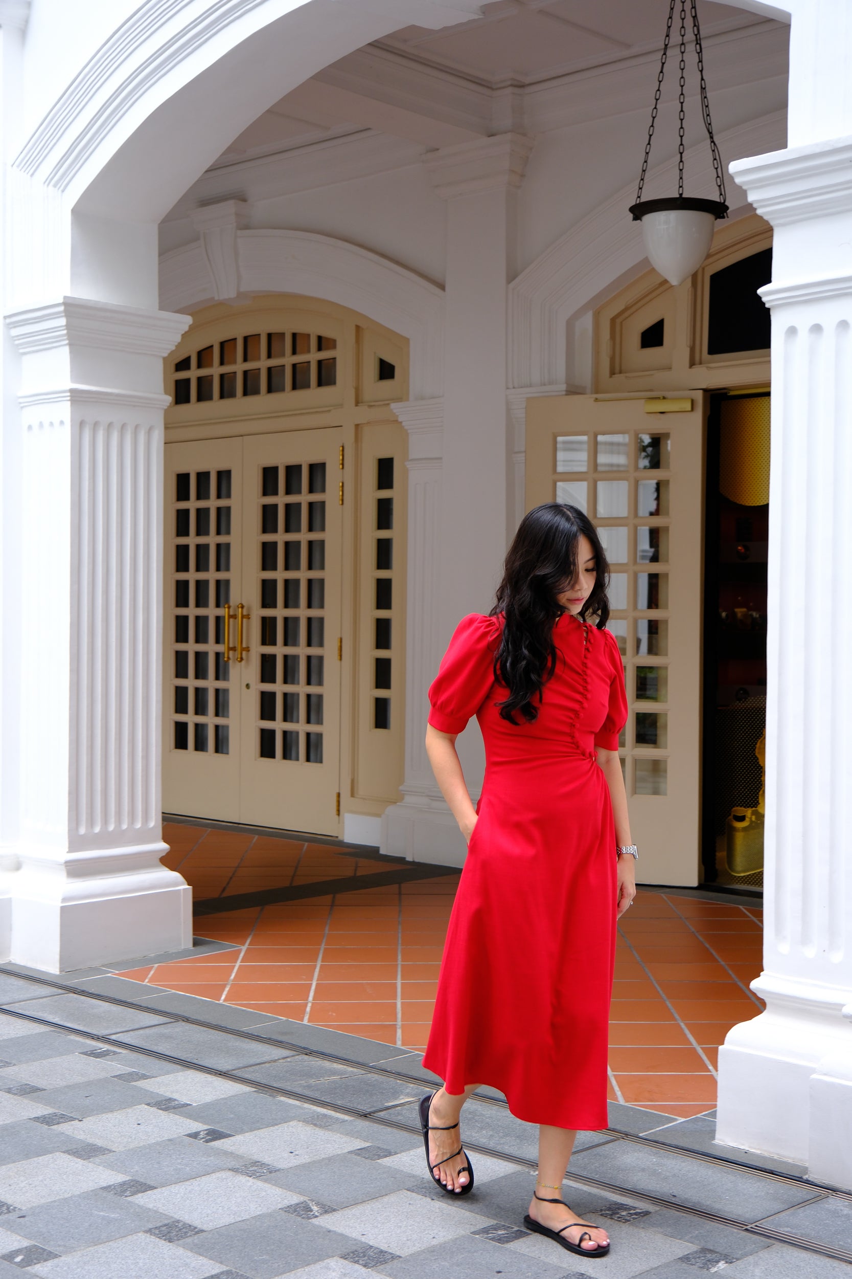 Astrid Convertible Midi Cheongsam - Red / Blue