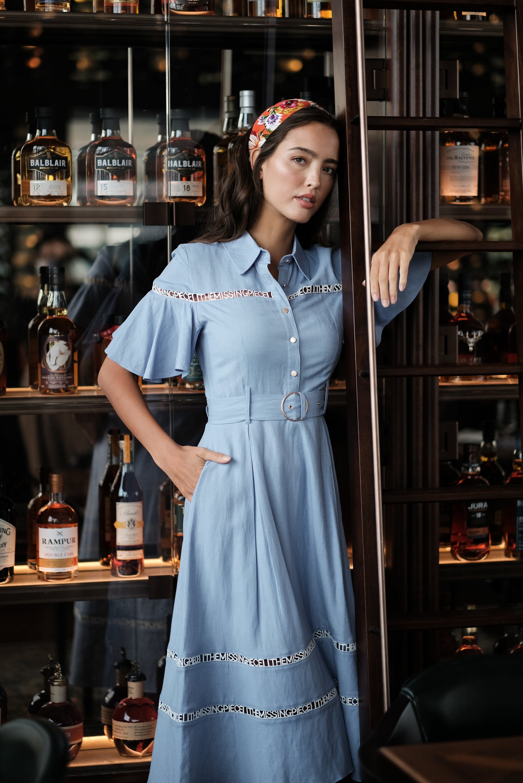 TMP x DOT Monogram Shirt Dress - Orange / Chambray