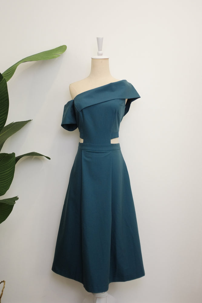 Tess Off Shoulder Dress - Cobalt / Red / Fall Blue / Fuchsia ( Pre-order )