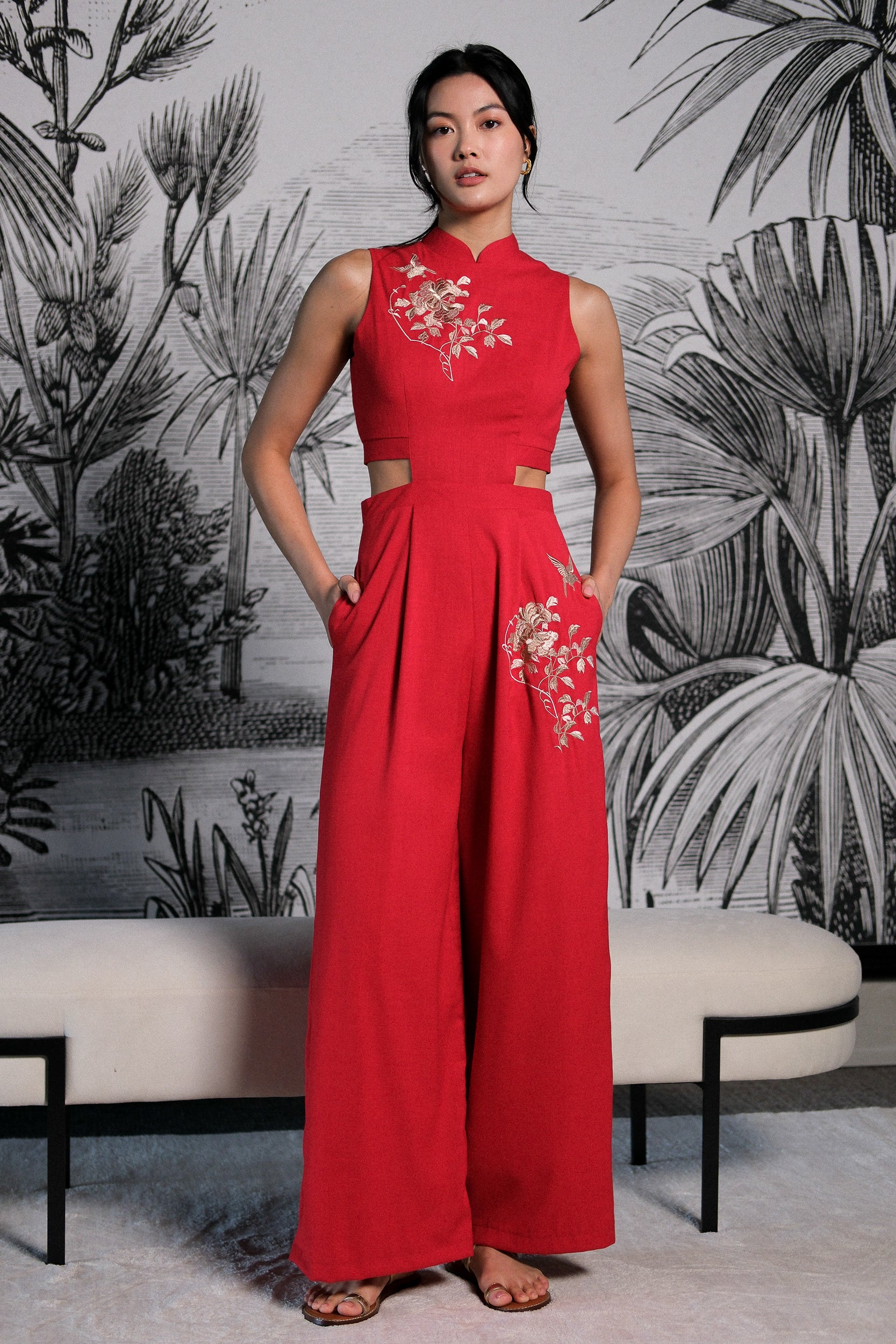 Drea Signature Jumpsuit - Cobalt / Fuchsia / Red (Pre-order)